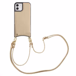 Coque de téléphone Nova avec cordon et porte-cartes iPhone 12 (Pro) Beige Selencia
