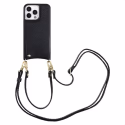 Coque de téléphone Nova avec cordon et porte-cartes iPhone 13 Pro Noir Selencia