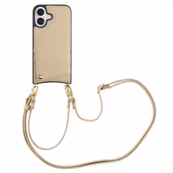 Coque de téléphone Nova avec cordon et porte-cartes iPhone 16 Beige Selencia