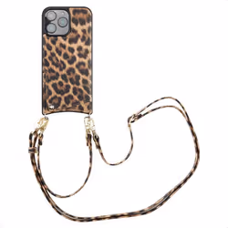 Coque de téléphone Nova avec cordon et porte-cartes iPhone 16 Pro Max Leopard Selencia