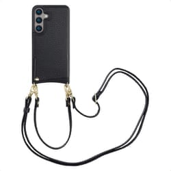 Coque de téléphone Nova avec cordon et porte-cartes Samsung Galaxy S24 Noir Selencia