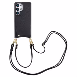Coque de téléphone Nova avec cordon et porte-cartes Samsung Galaxy S25 Ultra Noir Selencia
