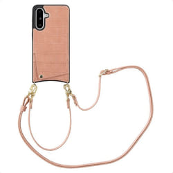 Coque de téléphone Nova Croco avec cordon et porte-cartes Samsung Galaxy A36 / A56 Old Pink Selencia