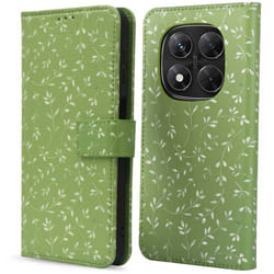 Étui de téléphone portefeuille Design Xiaomi Redmi Note 14 Pro (5G) / 14 Pro Plus (5G) Green Flowers imoshion