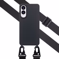 Coque silicone avec cordon amovible Samsung Galaxy S25 Edge Noir Selencia