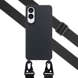 Coque silicone avec cordon amovible Samsung Galaxy S25 Edge Noir Selencia