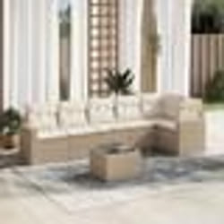 vidaXL Salon de jardin avec coussins 7 pcs beige résine tressée