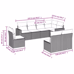 VidaXL 3251407 banc de jardin Rotin, Acier