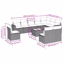 VidaXL 3251447 banc de jardin Rotin, Acier