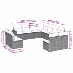 VidaXL 3251467 banc de jardin Rotin, Acier