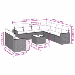 VidaXL 3251482 banc de jardin Rotin, Acier