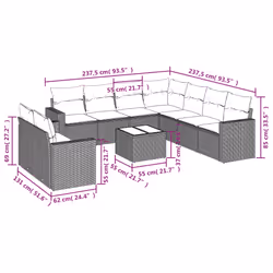 VidaXL 3251486 banc de jardin Rotin, Acier