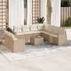 vidaXL Salon de jardin avec coussins 10 pcs beige résine tressée