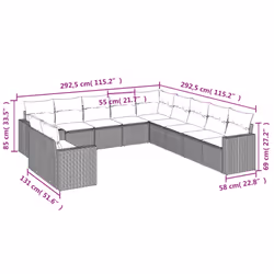 VidaXL 3251523 banc de jardin Rotin, Acier