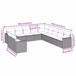 VidaXL 3251529 banc de jardin Rotin, Acier