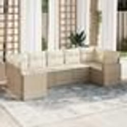 vidaXL Salon de jardin avec coussins 7 pcs beige résine tressée