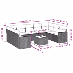 VidaXL 3251733 banc de jardin Rotin, Acier