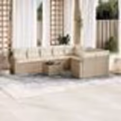vidaXL Salon de jardin avec coussins 10 pcs beige résine tressée