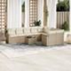 vidaXL Salon de jardin avec coussins 10 pcs beige résine tressée