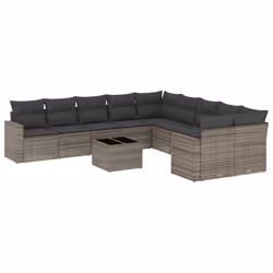 VidaXL 3251857, Gris foncé, Rotin, Verre trempé, 110 kg, Adultes et enfants, 550 mm, 550 mm