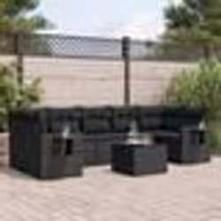 vidaXL Salon de jardin 8 pcs avec coussins noir résine tressée
