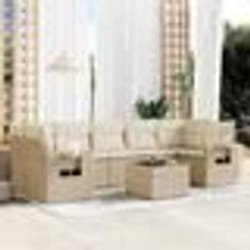 vidaXL Salon de jardin avec coussins 8 pcs beige résine tressée