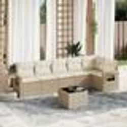 vidaXL Salon de jardin avec coussins 7 pcs beige résine tressée