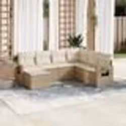 vidaXL Salon de jardin avec coussins 7 pcs beige résine tressée