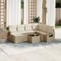 vidaXL Salon de jardin avec coussins 8 pcs beige résine tressée