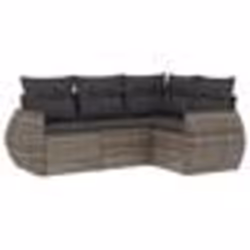 vidaXL Salon de jardin 4 pcs avec coussins gris résine tressée