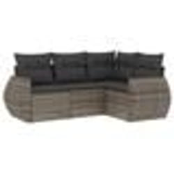 vidaXL Salon de jardin 4 pcs avec coussins gris résine tressée