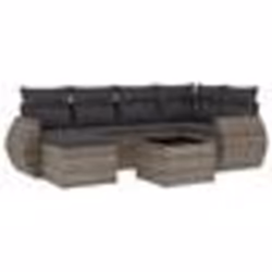 vidaXL Salon de jardin avec coussins 7 pcs gris résine tressée