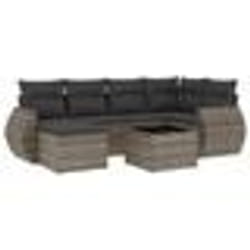 vidaXL Salon de jardin avec coussins 7 pcs gris résine tressée