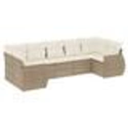vidaXL Salon de jardin avec coussins 7 pcs beige résine tressée