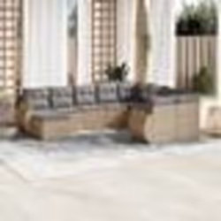 vidaXL Salon de jardin avec coussins 10 pcs beige résine tressée