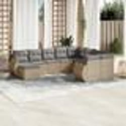 vidaXL Salon de jardin avec coussins 10 pcs beige résine tressée