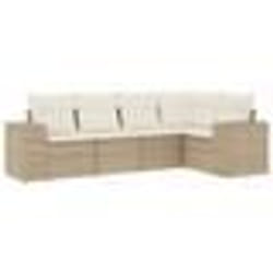 vidaXL Salon de jardin avec coussins 5 pcs beige résine tressée