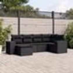 vidaXL Salon de jardin 6 pcs avec coussins noir résine tressée