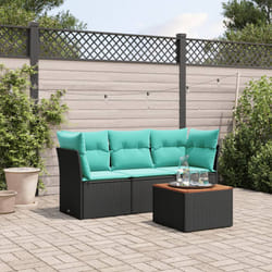 Salon De Jardin 4 Pcs Avec Coussins Noir Résine Tressée Vidaxl