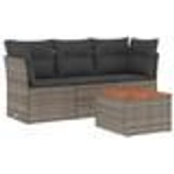 vidaXL Salon de jardin 4 pcs avec coussins gris résine tressée