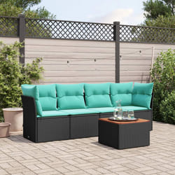 Salon De Jardin 5 Pcs Avec Coussins Noir Résine Tressée Vidaxl