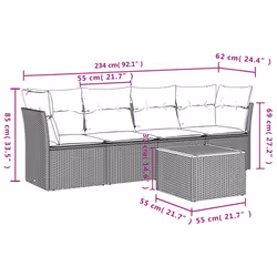 Salon De Jardin 5 Pcs Avec Coussins Noir Résine Tressée Vidaxl - Vue supplémentaire 2