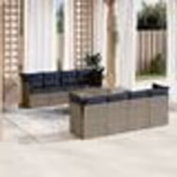 vidaXL Salon de jardin 9 pcs avec coussins gris résine tressée