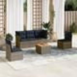 vidaXL Salon de jardin 6 pcs avec coussins gris résine tressée