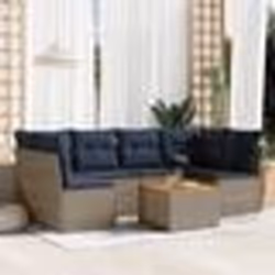vidaXL Salon de jardin 7 pcs avec coussins gris résine tressée