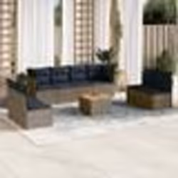 vidaXL Salon de jardin 9 pcs avec coussins gris résine tressée