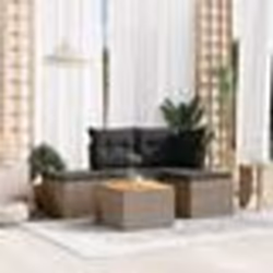 vidaXL Salon de jardin 5 pcs avec coussins gris résine tressée