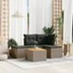 vidaXL Salon de jardin 5 pcs avec coussins gris résine tressée