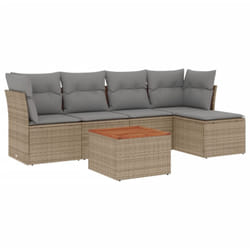 vidaXL Salon de jardin avec coussins 6pcs mélange beige résine tressée