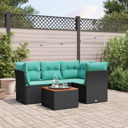 Salon De Jardin 5 Pcs Avec Coussins Noir Résine Tressée Vidaxl